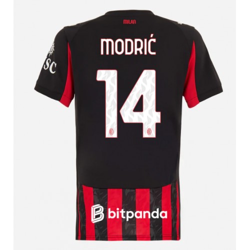 Stroje piłkarskie AC Milan Luka Modric #14 Koszulka Podstawowej dla damskie 2025-26 Krótki Rękaw